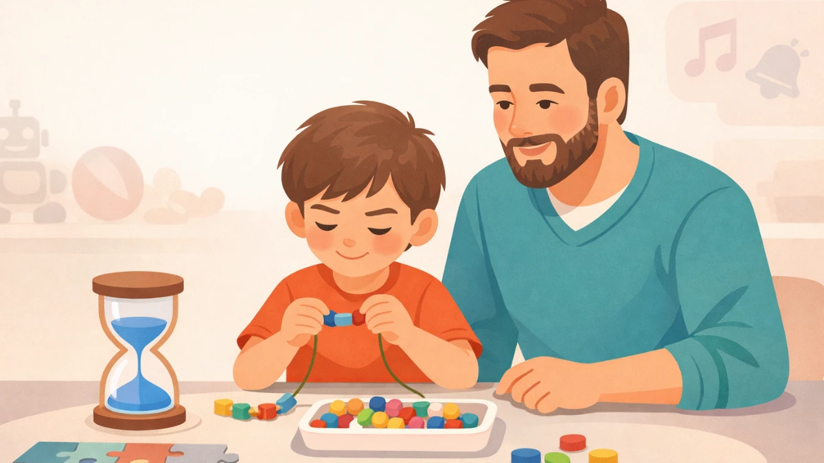 Dziecko układa puzzle – koncentracja uwagi, wytrwałość w zadaniu i kontrola impulsów przed startem szkoły