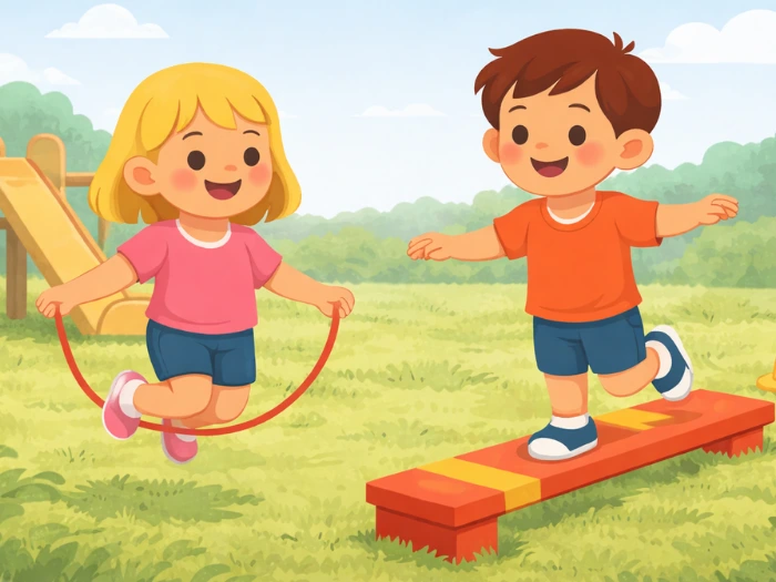 Dziecko ćwiczące motorykę małą i dużą - rozwój fizyczny przed szkołą