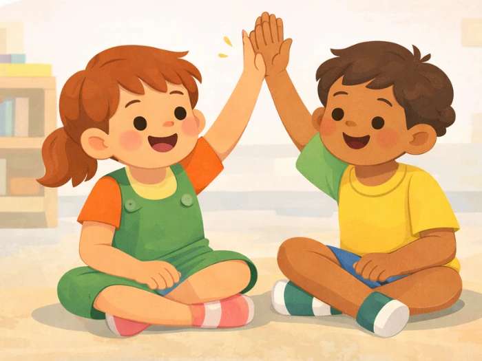 Dzieci bawiące się razem w grupie - rozwój społeczny i współpraca przed szkołą